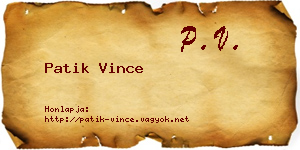Patik Vince névjegykártya